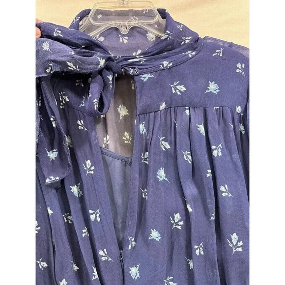 AnthropologieDress Size Large  Blue Floral Dainty Elegant MSRP $170 Letmebe - Picture 7 of 8